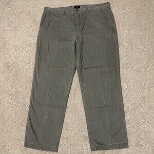Calvin Klein Mens Chinos Pants Flat Front Khakis Straight Leg Green-Gray 42x32